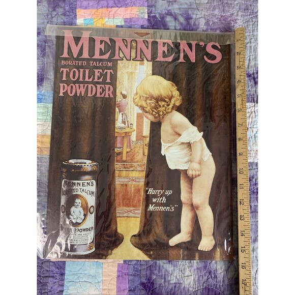 Mennens Borated Talcum Toilet Powder Ad Metal 12.5x16 Classic Home Decor - Picture 3 of 3